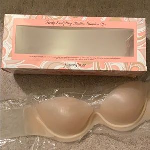 B cup Nude, strapless, backless, sticky Bra